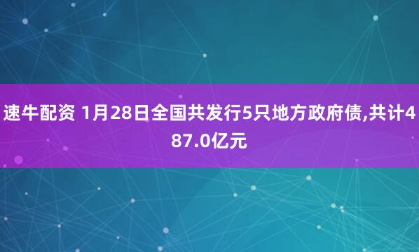 速牛配资 1月28日全国共发行5只地方政府债,共计487.0亿元