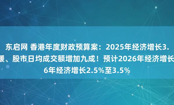 东启网 香港年度财政预算案：2025年经济增长3.5%、楼市回暖、股市日均成交额增加九成！预计2026年经济增长2.5%至3.5%